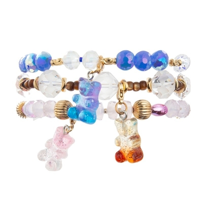 Regalo de Brithday del color del caramelo de las pulseras de Jelly Bear Charm Handmade Beads para la muchacha