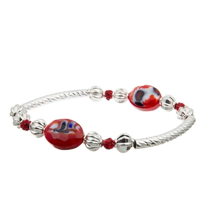 Gotas de plata de cristal de Crystal Charm Bracelet With Red del estampado leopardo