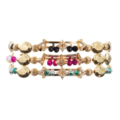 La estrella del oro del Zircon encanta las pulseras elásticos hechas a mano con las gotas planas de la forma para la muchacha