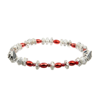 Gotas de plata de cristal de Crystal Charm Bracelet With Red del estampado leopardo