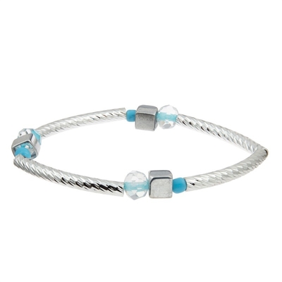 Aduana apilable hecha a mano del sistema de la pulsera de la barra de plata con Crystal Beads