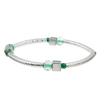 Aduana apilable hecha a mano del sistema de la pulsera de la barra de plata con Crystal Beads