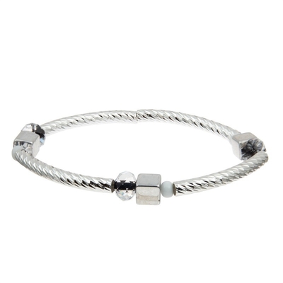 Aduana apilable hecha a mano del sistema de la pulsera de la barra de plata con Crystal Beads