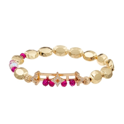 La estrella del oro del Zircon encanta las pulseras elásticos hechas a mano con las gotas planas de la forma para la muchacha