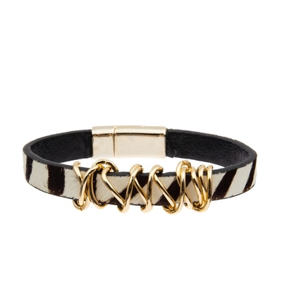 Color blanco del estampado de zebra del cuero de las gotas del negro hecho a mano de la pulsera para la señora