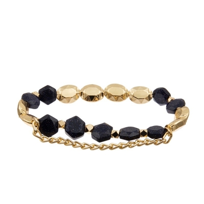 La malaquita elástica gotea la pulsera del encanto de la hoja del Zircon con la cadena del oro