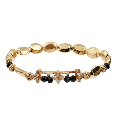 La estrella del oro del Zircon encanta las pulseras elásticos hechas a mano con las gotas planas de la forma para la muchacha