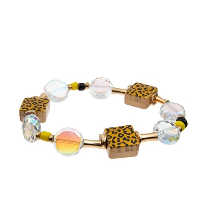 El estampado leopardo cuadrado de la forma gotea la pulsera apilable de las gotas de Classcial para la señora
