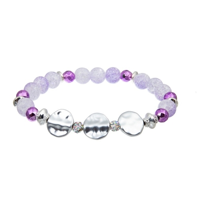 Color púrpura de múltiples capas de la pulsera de cuero hecha a mano de las mujeres con el corchete del imán