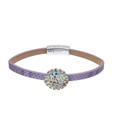 Color púrpura de múltiples capas de la pulsera de cuero hecha a mano de las mujeres con el corchete del imán