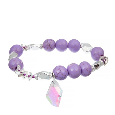 Color púrpura de múltiples capas de la pulsera de cuero hecha a mano de las mujeres con el corchete del imán