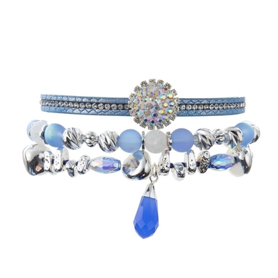 La pulsera apilable de cuero hecha a mano del estilo de la muchacha de Boho fijó Bule para el regalo del aniversario