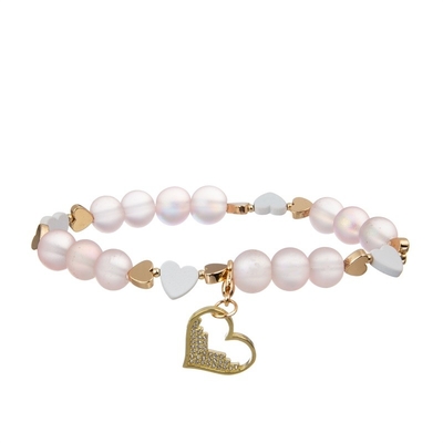 Pulsera moldeada delicada elegante de la muchacha del rosa fijada con el colgante del corazón del oro