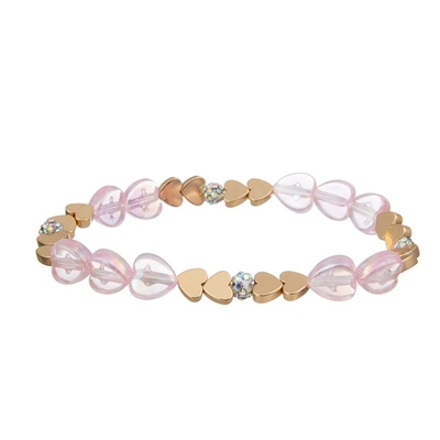 Pulsera moldeada delicada elegante de la muchacha del rosa fijada con el colgante del corazón del oro