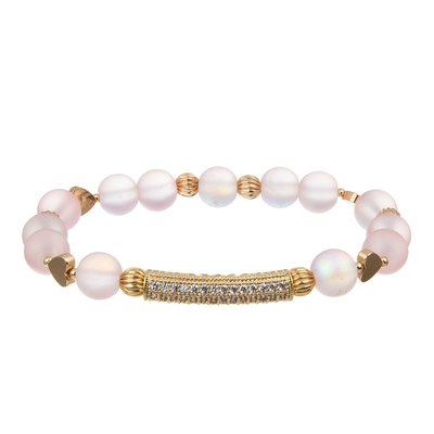 El oro rosado del día de tarjetas del día de San Valentín pavimenta la pulsera de la barra modifica el nombre para requisitos particulares para la novia