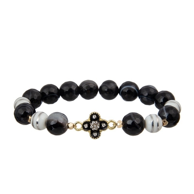 Pulsera del encanto del Zircon del cuero del estampado de zebra de Sexangle fijada con el colgante especial del ábaco