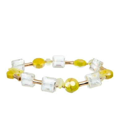 Paquete apilable elástico tejido Boho amarillo de la pulsera de la borla por adolescencias