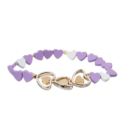 El corazón pintado del hematites goteó colorido ajustable apilada de la pulsera elástica
