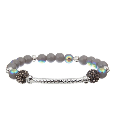 La barra de metal pavimenta gotas que la pulsera hecha a mano fijó a Gray Color Adjustable Stackable