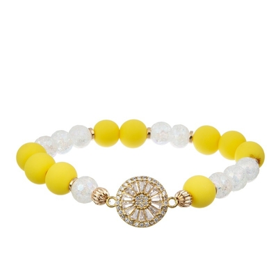 Paquete apilable elástico tejido Boho amarillo de la pulsera de la borla por adolescencias