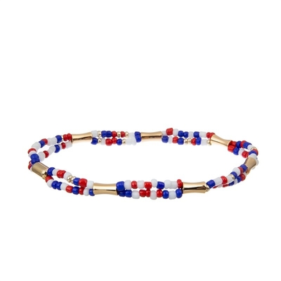 La semilla hecha a mano del Día de la Independencia gotea el elástico del sistema de la pulsera colorido