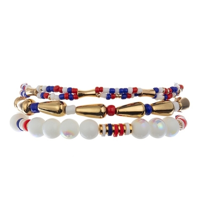 La semilla hecha a mano del Día de la Independencia gotea el elástico del sistema de la pulsera colorido