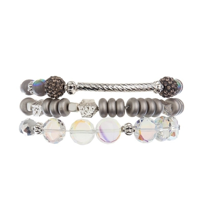 La barra de metal pavimenta gotas que la pulsera hecha a mano fijó a Gray Color Adjustable Stackable