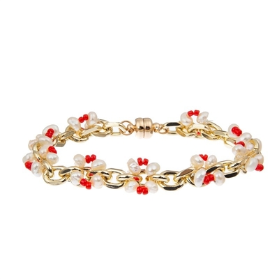 La piedra de imitación gotea la armadura Crystal Beads Bracelets Boho Style rojo de la cadena