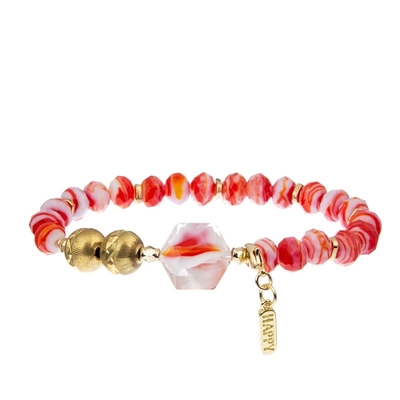 La piedra de imitación gotea la armadura Crystal Beads Bracelets Boho Style rojo de la cadena