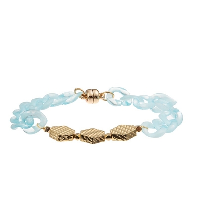 El metal de cadena azul del oro de Plactic gotea la pulsera hecha a mano para las mujeres va de fiesta