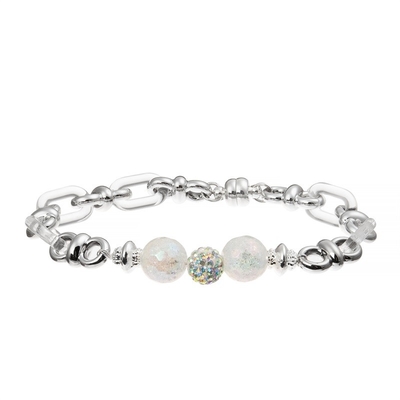 Color plata hecho a mano de la chispa de la pulsera de señora Zircon Metal Bar con la primavera