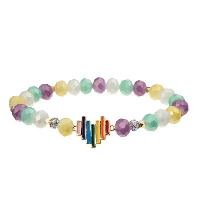La pulsera hecha a mano de las gotas del encanto del corazón del arco iris colorida para las mujeres va de fiesta