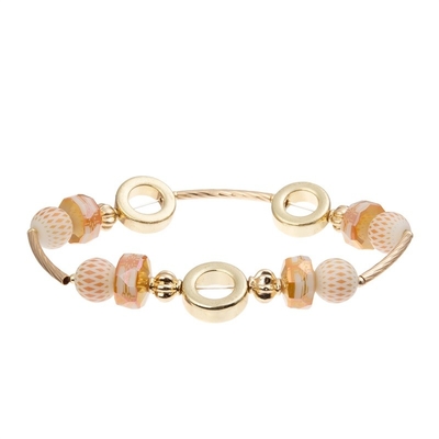Pulsera hecha a mano de señora Orange Glass Beads con el metal Bean Beads At Fall del oro