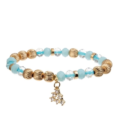 El metal de cadena azul del oro de Plactic gotea la pulsera hecha a mano para las mujeres va de fiesta