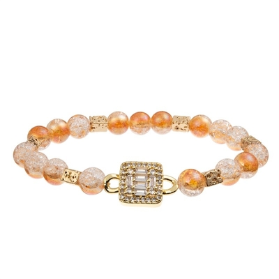 Pulsera hecha a mano de señora Orange Glass Beads con el metal Bean Beads At Fall del oro