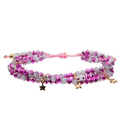 Crystal Handmade Beads Bracelet Faceted de cristal con Cherry Charm rosado