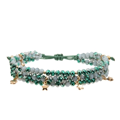 Sistema apilable de la pulsera de Emerald Bracelet With Gold Metal del encanto moldeado de la estrella