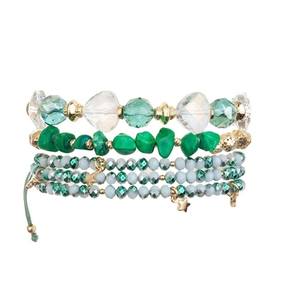 Sistema apilable de la pulsera de Emerald Bracelet With Gold Metal del encanto moldeado de la estrella