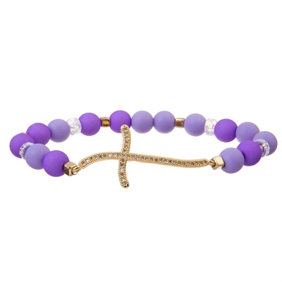 Cordón 0.7m m elástico ajustable de Purple Heart Crystal Beads Bracelet Set With