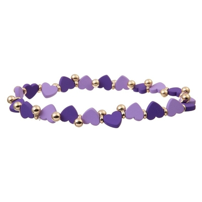 Cordón 0.7m m elástico ajustable de Purple Heart Crystal Beads Bracelet Set With