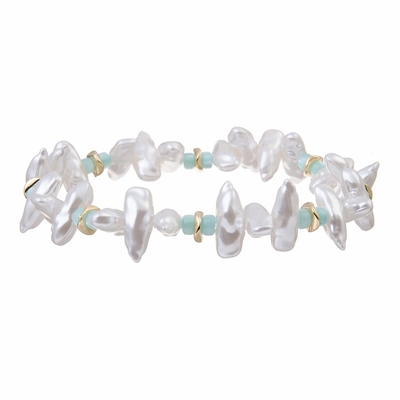 Una forman el regalo blanco de la pulsera de la perla de la declaración de la pulsera del estiramiento de la perla del color