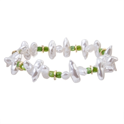 Una forman el regalo blanco de la pulsera de la perla de la declaración de la pulsera del estiramiento de la perla del color