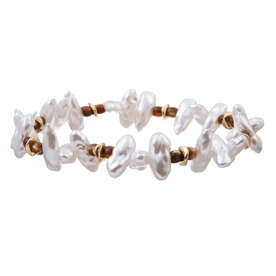Una forman el regalo blanco de la pulsera de la perla de la declaración de la pulsera del estiramiento de la perla del color