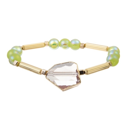 Pulsera ajustable de S de Crystal Charm Women claro ' con la barra de metal del borde del oro