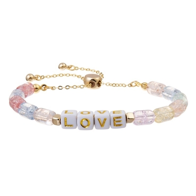 Modifique la letra cuadrada del oro para requisitos particulares gotea la pulsera ajustable con Crystal Beads agrietado