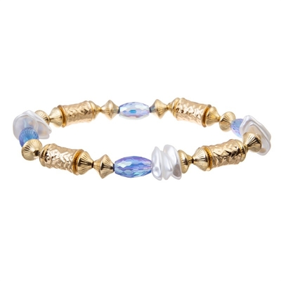 Crystal Handmade Beads Bracelets Set azul brillante los 6.5in ajustables