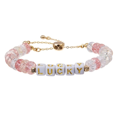 Modifique la letra cuadrada del oro para requisitos particulares gotea la pulsera ajustable con Crystal Beads agrietado