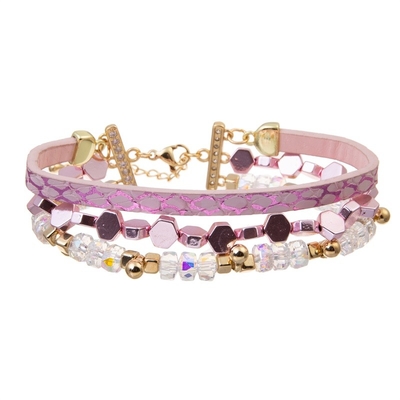 La pulsera apilable de la capa multi rosada brillante del estilo de Boho fijó 6,5&quot; para las mujeres