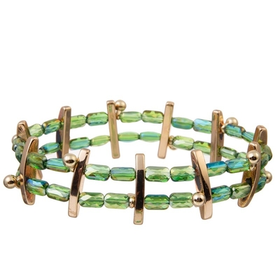 Gota de cristal verde hecha a mano Crystal Dainty Bracelet Stackable elástico de la semilla