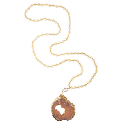 Collar moldeado multicolor pendiente de Druzy del borde anaranjado del oro hecho a mano semi muy